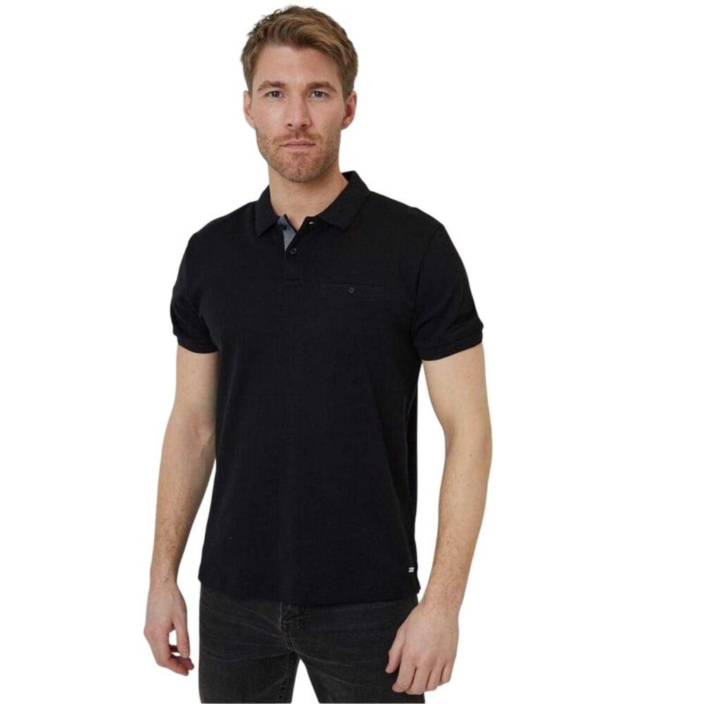 Threadbare Mens Regular Rolled Short Sleeves Polo Shirt / Black